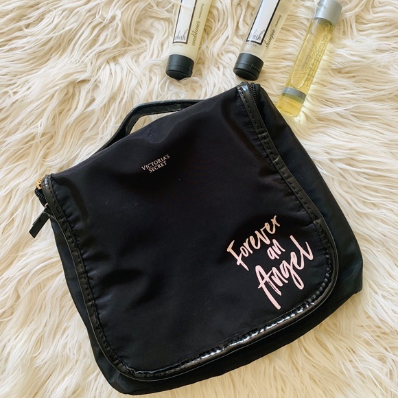 VICTORIA SECRET BLACK TRAVEL MAKE UP  TOILETRIES BAG . 5” x 7” . SMALL . - Picture 3 of 10